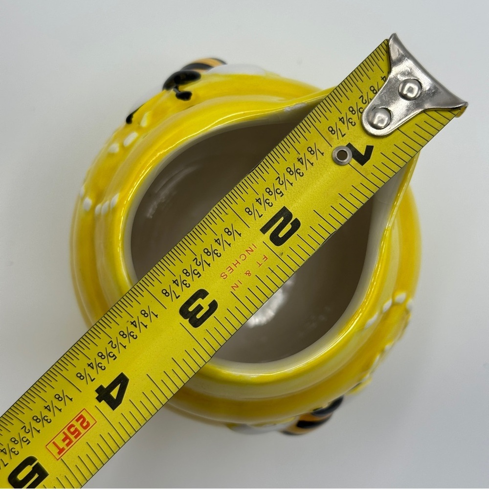 Pier 1 Imports Hand Painted Dolomite‎ Yellow Bee Honeycomb Creamer - Picture 13 of 15